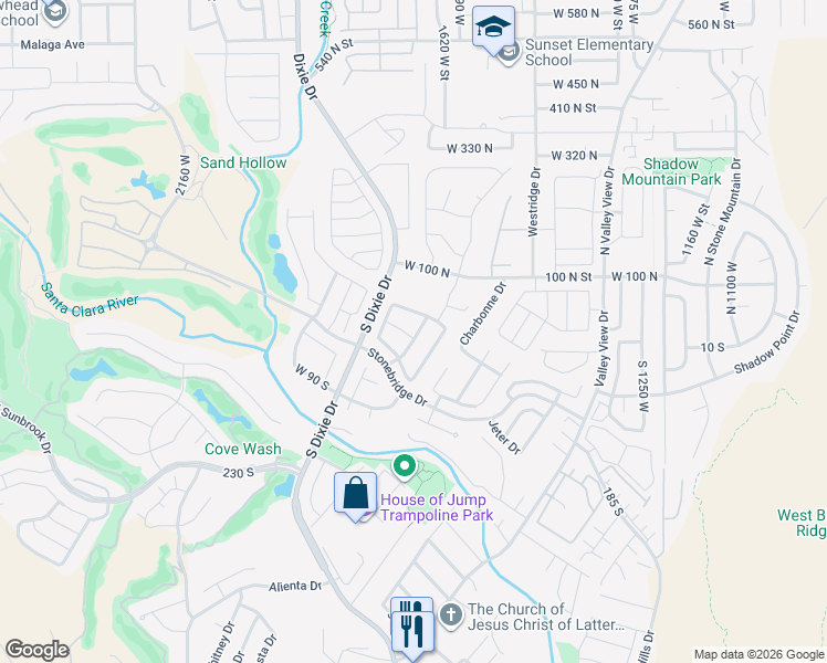 map of restaurants, bars, coffee shops, grocery stores, and more near in St. George