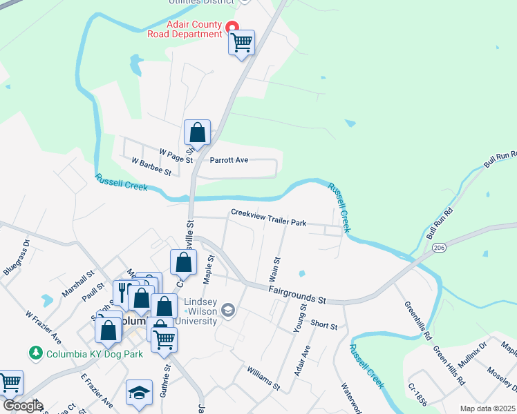 map of restaurants, bars, coffee shops, grocery stores, and more near 301 Bobbie Street in Columbia