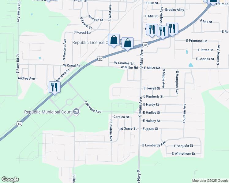 map of restaurants, bars, coffee shops, grocery stores, and more near 756 Scott Circle in Republic