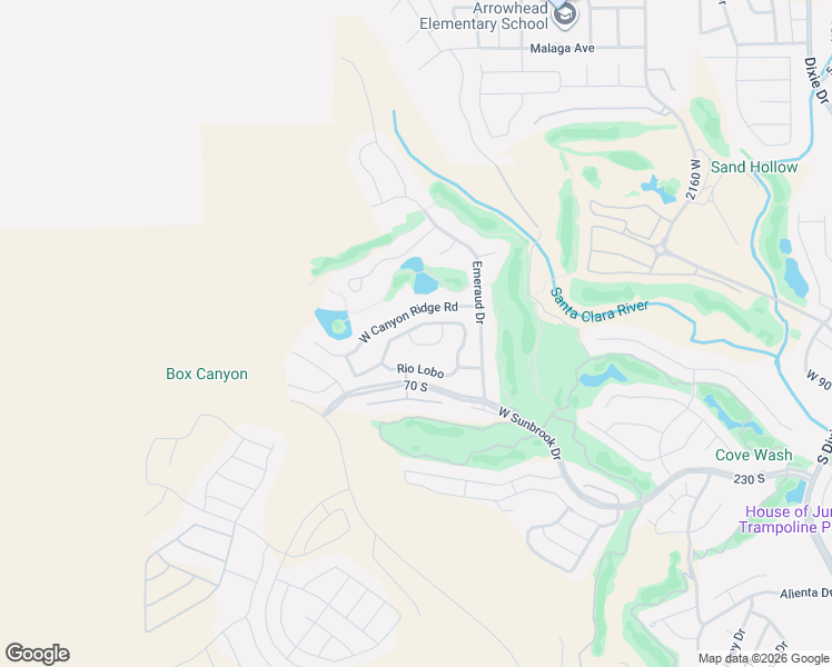map of restaurants, bars, coffee shops, grocery stores, and more near 2614 West Laquinta Drive in St. George