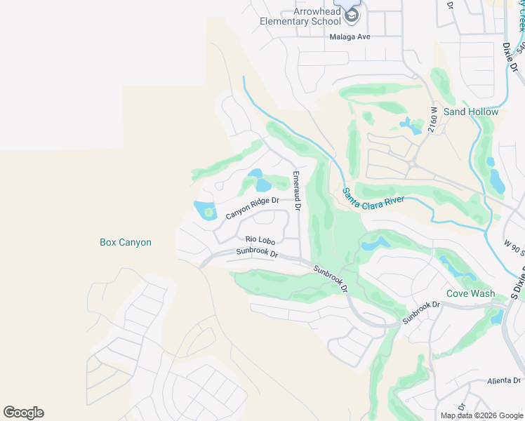map of restaurants, bars, coffee shops, grocery stores, and more near 2535 West Desert Springs Road in St. George