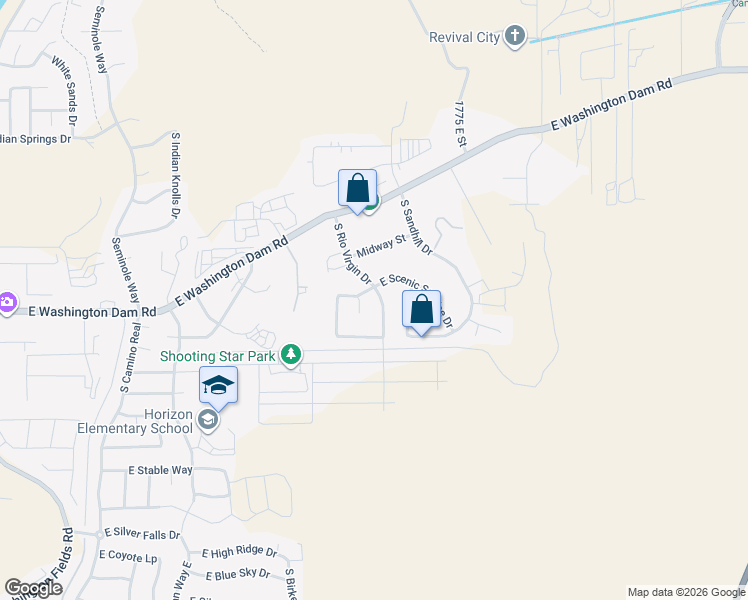 map of restaurants, bars, coffee shops, grocery stores, and more near 1621 South Rio Virgin Drive in Washington