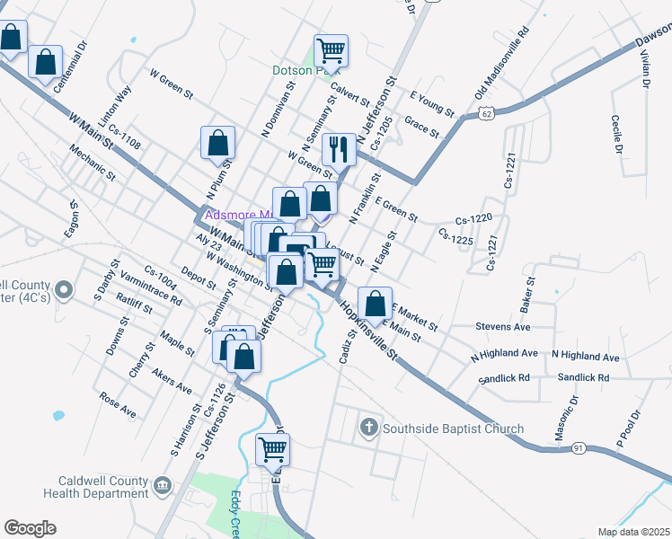 map of restaurants, bars, coffee shops, grocery stores, and more near 100-198 North Franklin Street in Princeton