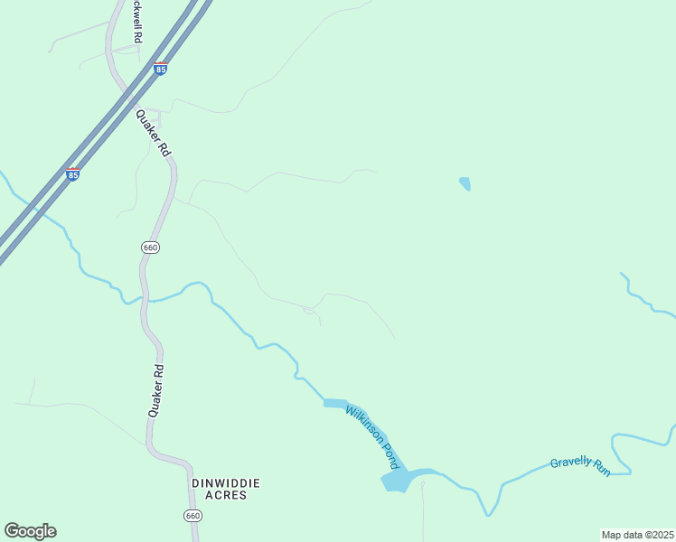 map of restaurants, bars, coffee shops, grocery stores, and more near 11623 Quaker Road in Dinwiddie