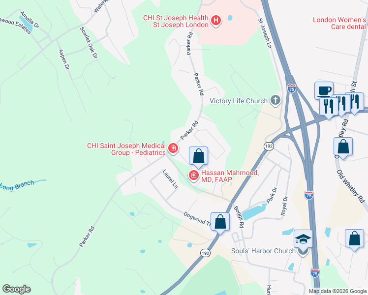 map of restaurants, bars, coffee shops, grocery stores, and more near 155 Crescent View Drive in London