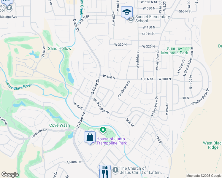 map of restaurants, bars, coffee shops, grocery stores, and more near in St. George