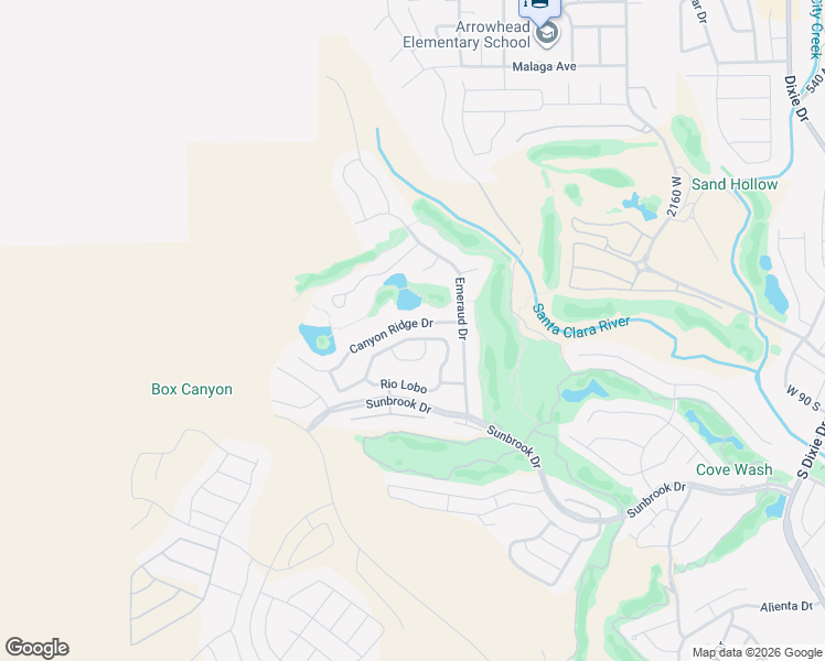 map of restaurants, bars, coffee shops, grocery stores, and more near 2578 West Desert Springs Road in St. George