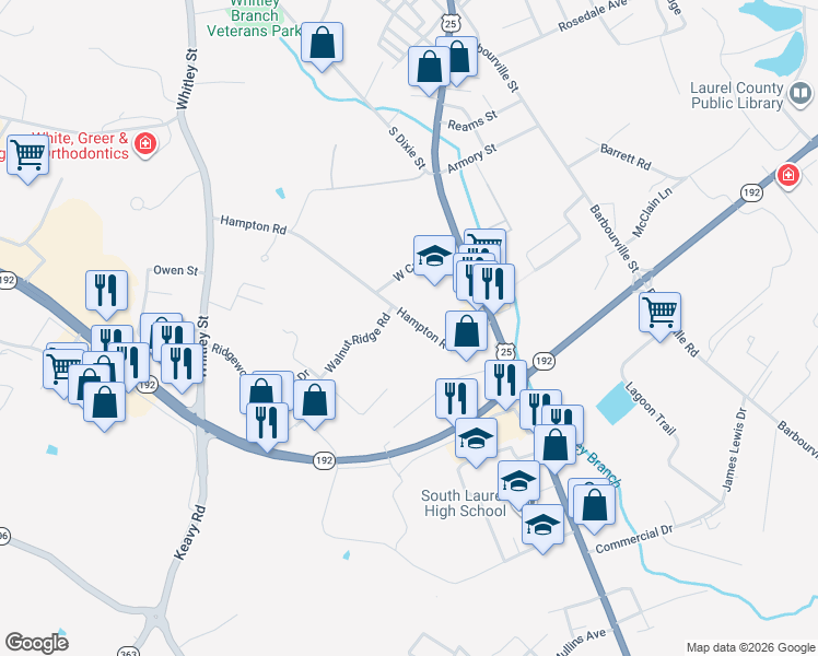 map of restaurants, bars, coffee shops, grocery stores, and more near 1660 Hampton Road in London