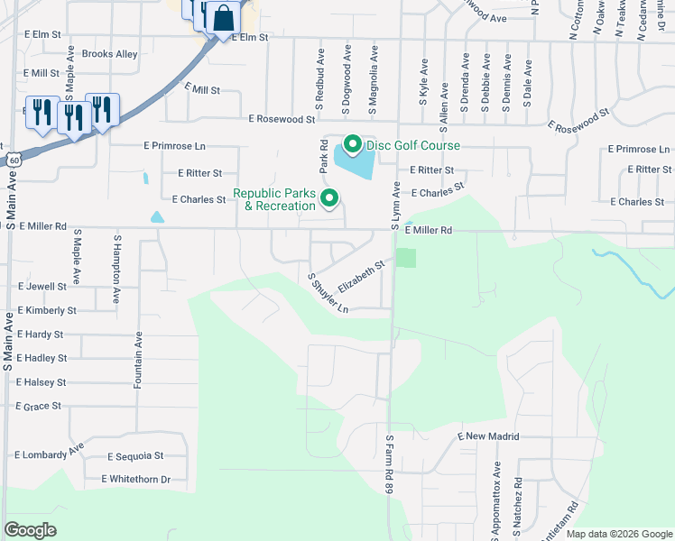 map of restaurants, bars, coffee shops, grocery stores, and more near 219 1000 Rachael Drive in Republic