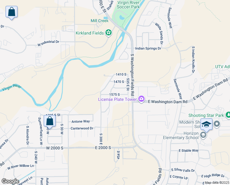 map of restaurants, bars, coffee shops, grocery stores, and more near 425 1575 South in Washington
