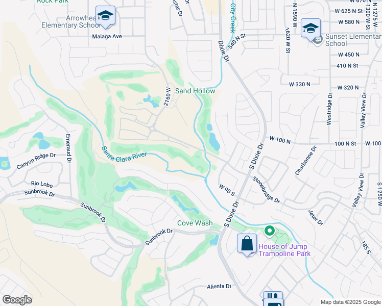 map of restaurants, bars, coffee shops, grocery stores, and more near 2005 West Monterey Drive in St. George
