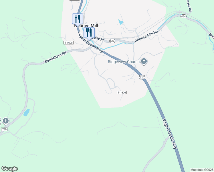 map of restaurants, bars, coffee shops, grocery stores, and more near 420 Dogwood Hill Road in Boones Mill