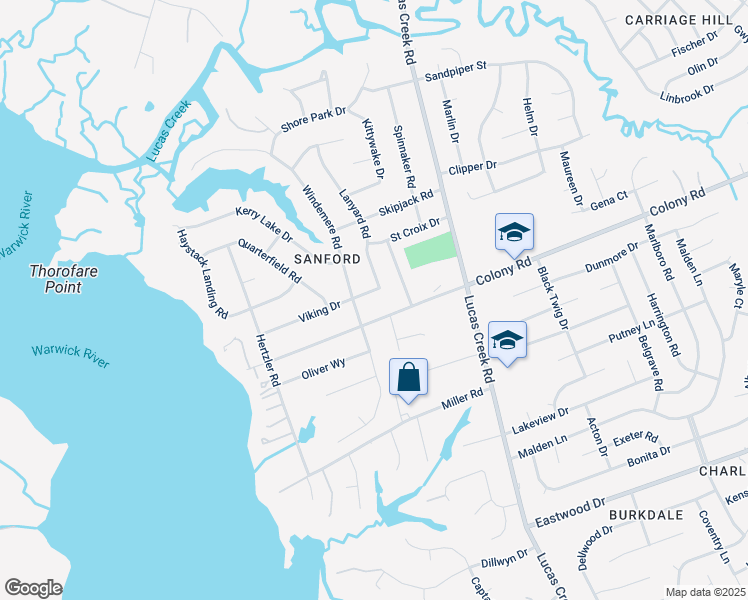 map of restaurants, bars, coffee shops, grocery stores, and more near 547 Viking Drive in Newport News