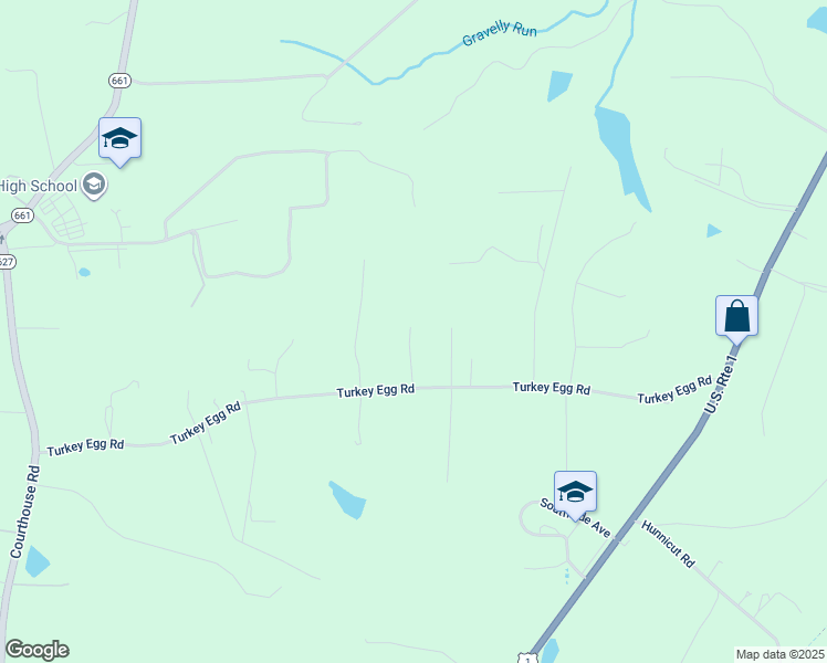 map of restaurants, bars, coffee shops, grocery stores, and more near 19228 Turkey Egg Road in Dinwiddie
