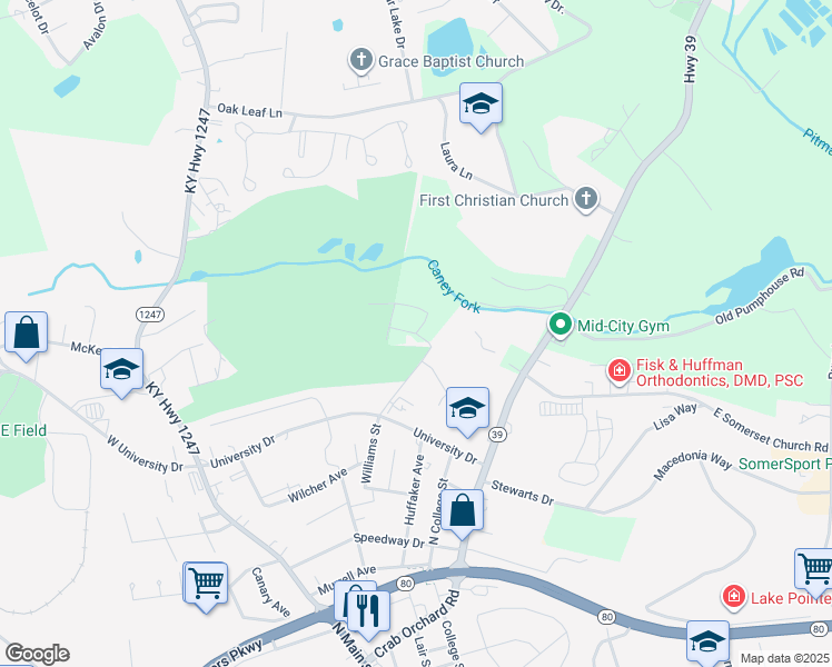 map of restaurants, bars, coffee shops, grocery stores, and more near East Caney Fork Road in Somerset