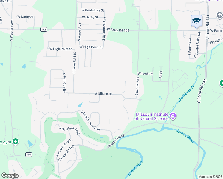 map of restaurants, bars, coffee shops, grocery stores, and more near 2829 W Ellison Dr in Springfield