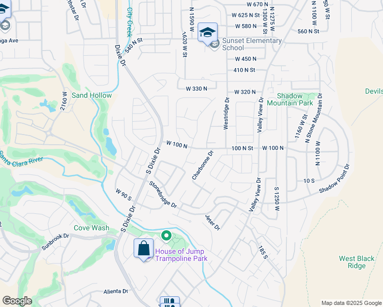 map of restaurants, bars, coffee shops, grocery stores, and more near in St. George