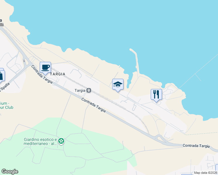 map of restaurants, bars, coffee shops, grocery stores, and more near 9 Via Stentinello in Siracusa