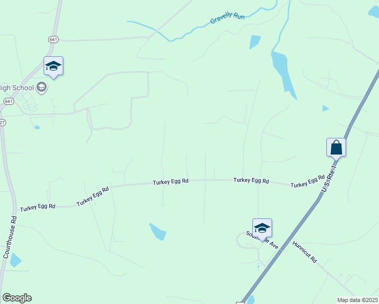 map of restaurants, bars, coffee shops, grocery stores, and more near 19228 Turkey Egg Road in Dinwiddie