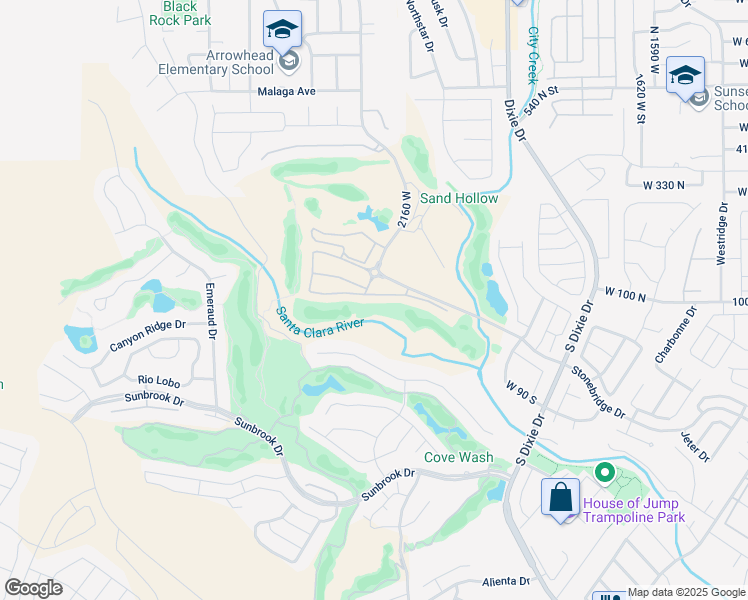 map of restaurants, bars, coffee shops, grocery stores, and more near 2165 West Monterey Drive in St. George