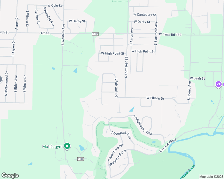 map of restaurants, bars, coffee shops, grocery stores, and more near 3150-3216 West Ellison Drive in Springfield