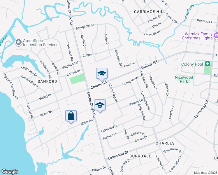 map of restaurants, bars, coffee shops, grocery stores, and more near 465 Dunmore Drive in Newport News
