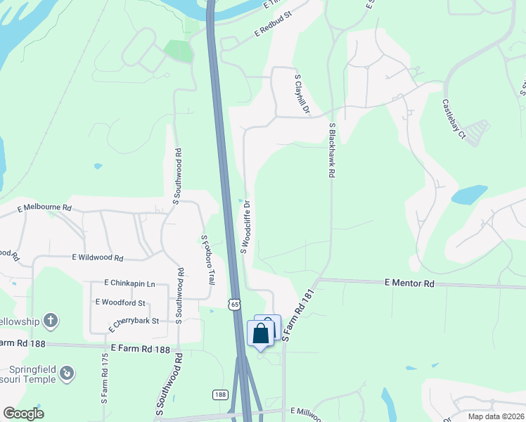 map of restaurants, bars, coffee shops, grocery stores, and more near 5634 South Woodcliffe Drive in Springfield