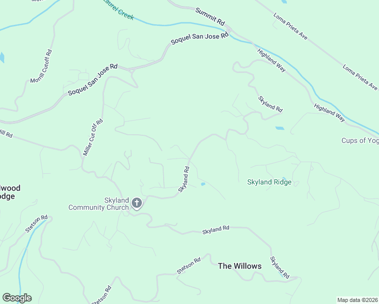 map of restaurants, bars, coffee shops, grocery stores, and more near 24905 Skyland Road in Los Gatos