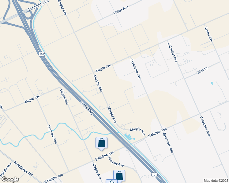map of restaurants, bars, coffee shops, grocery stores, and more near 15070 Murphy Avenue in San Martin