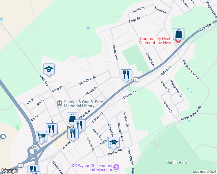 map of restaurants, bars, coffee shops, grocery stores, and more near 615 Broad Street in Dublin