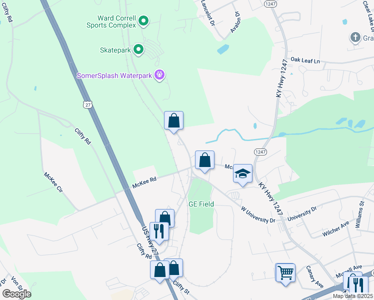 map of restaurants, bars, coffee shops, grocery stores, and more near 558 Kentucky 2227 in Somerset