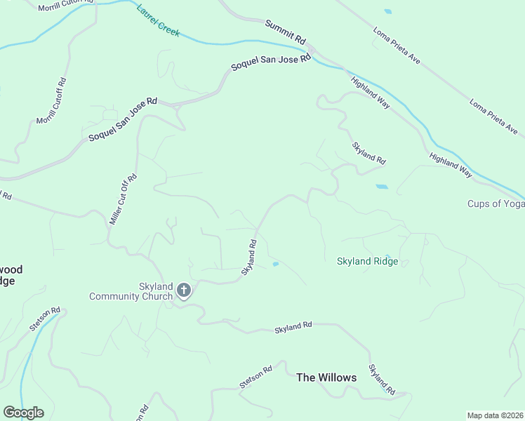 map of restaurants, bars, coffee shops, grocery stores, and more near 24895 Skyland Road in Los Gatos