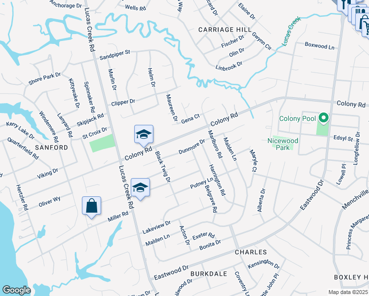 map of restaurants, bars, coffee shops, grocery stores, and more near 448 Dunmore Drive in Newport News