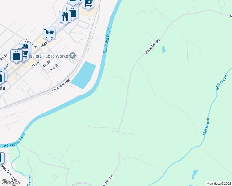 map of restaurants, bars, coffee shops, grocery stores, and more near 1011 Stone Mill Road in Hurt