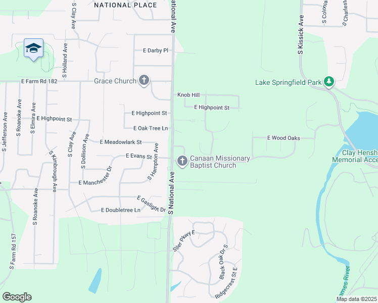 map of restaurants, bars, coffee shops, grocery stores, and more near 5628 South McCann Avenue in Springfield