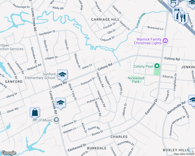 map of restaurants, bars, coffee shops, grocery stores, and more near in Newport News