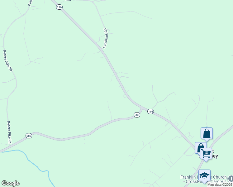 map of restaurants, bars, coffee shops, grocery stores, and more near 695 Jubal Early Highway in Wirtz