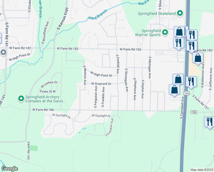 map of restaurants, bars, coffee shops, grocery stores, and more near in Springfield