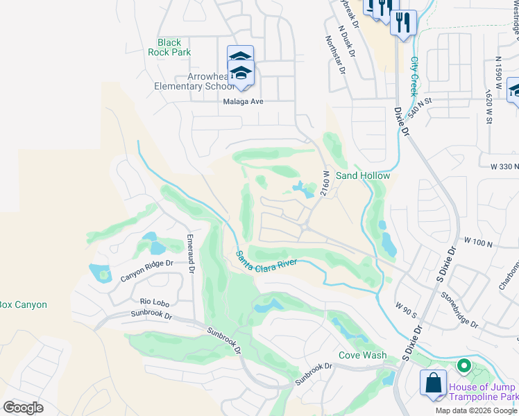 map of restaurants, bars, coffee shops, grocery stores, and more near 197 West Monterey Drive in St. George