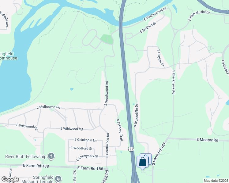 map of restaurants, bars, coffee shops, grocery stores, and more near 5500 South Southwood Road in Springfield