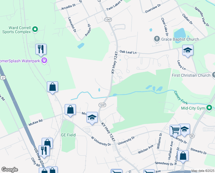 map of restaurants, bars, coffee shops, grocery stores, and more near 1635 Kentucky 1247 in Somerset