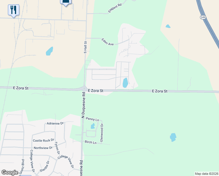 map of restaurants, bars, coffee shops, grocery stores, and more near 4575 East Zora Street in Joplin