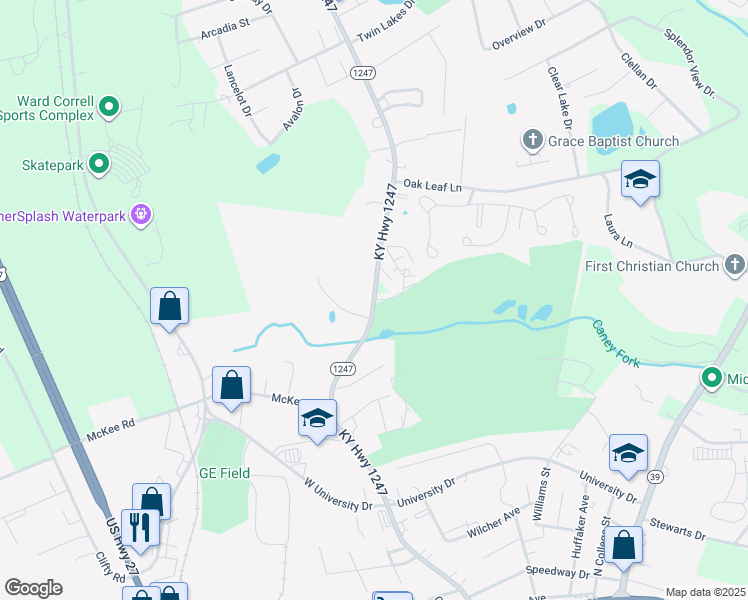 map of restaurants, bars, coffee shops, grocery stores, and more near 1635 Kentucky 1247 in Somerset