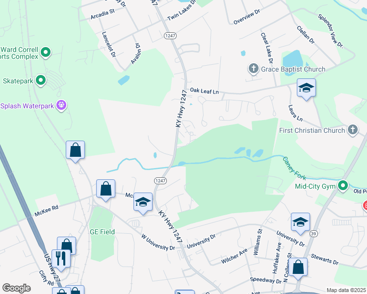 map of restaurants, bars, coffee shops, grocery stores, and more near 1654 Kentucky 1247 in Somerset
