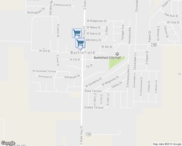 map of restaurants, bars, coffee shops, grocery stores, and more near 4221 Somerset Drive in Battlefield