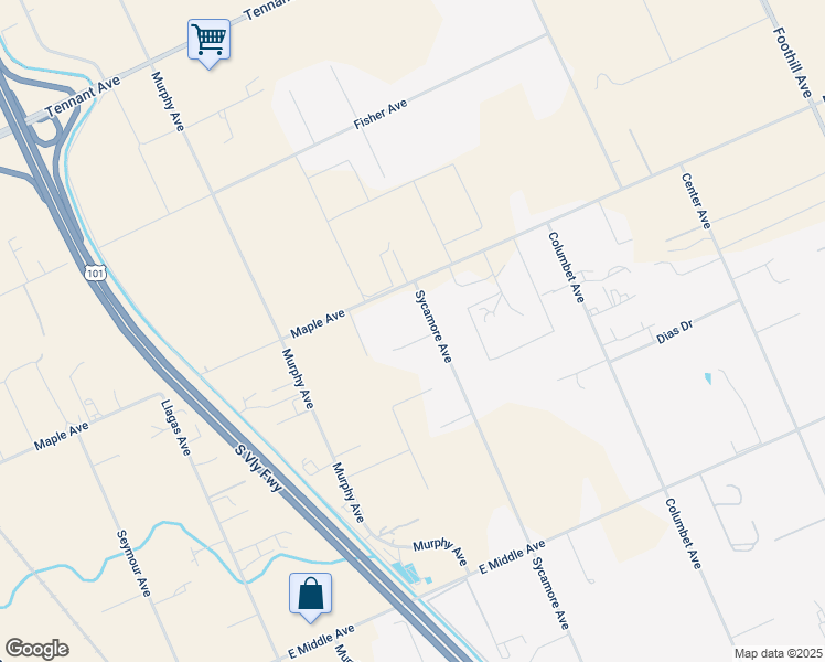map of restaurants, bars, coffee shops, grocery stores, and more near 15245 Sycamore Avenue in San Martin