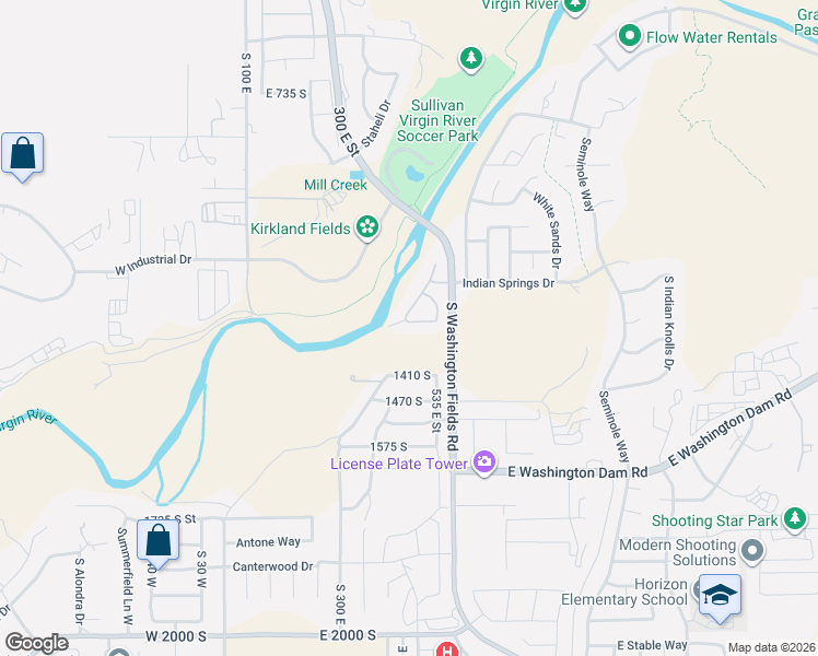 map of restaurants, bars, coffee shops, grocery stores, and more near 1160 South Washington Fields Road in Washington