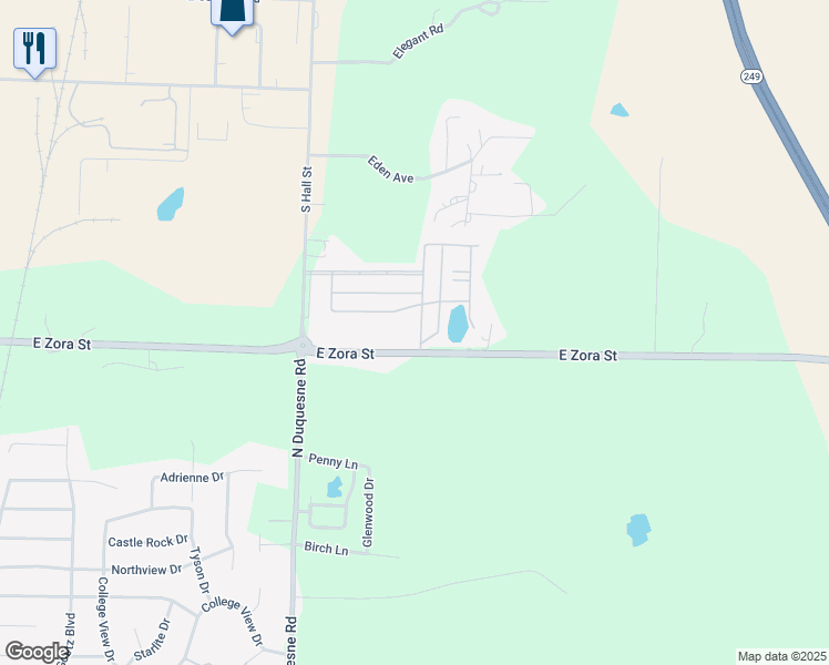 map of restaurants, bars, coffee shops, grocery stores, and more near 4575 East Zora Street in Joplin