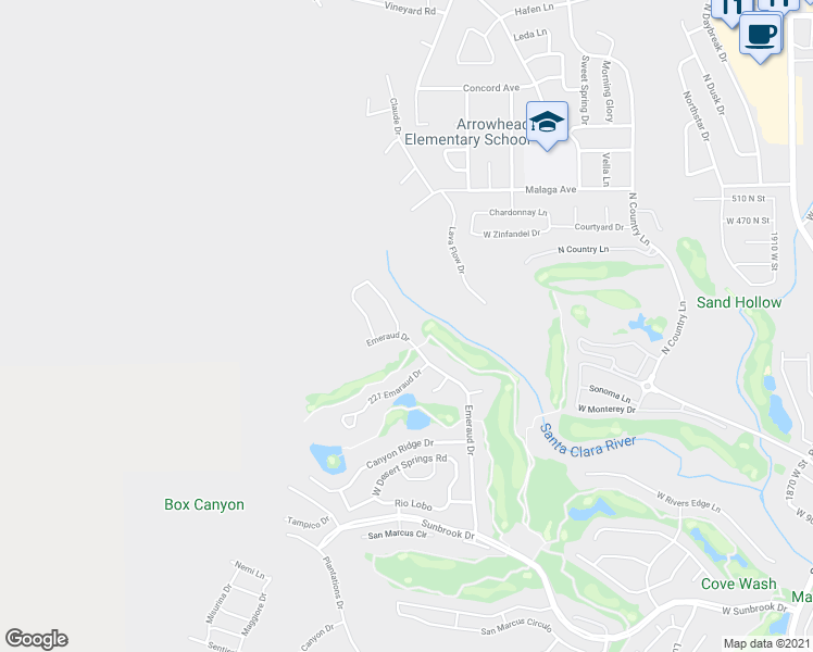 map of restaurants, bars, coffee shops, grocery stores, and more near 286 Lost Creek Drive West in Saint George