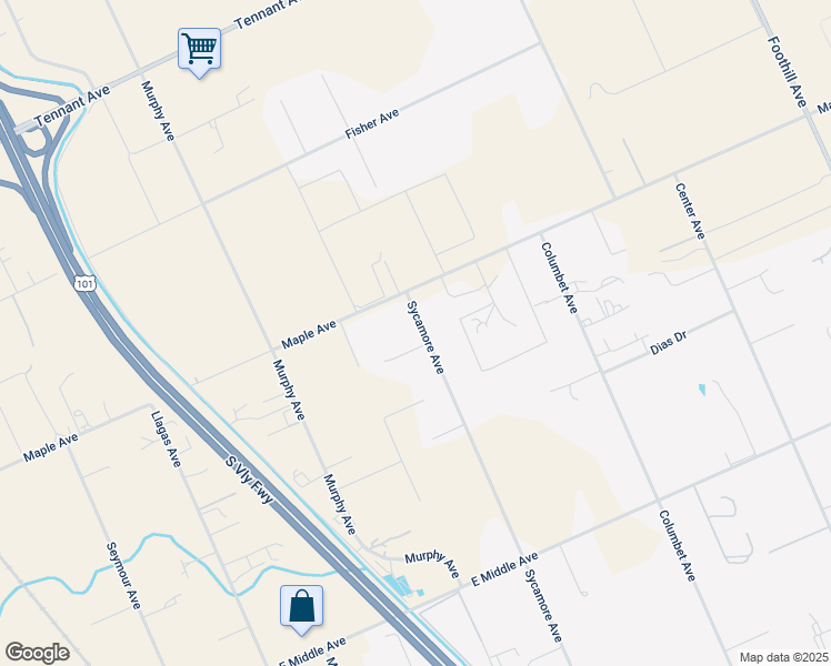 map of restaurants, bars, coffee shops, grocery stores, and more near 15245 Sycamore Avenue in San Martin